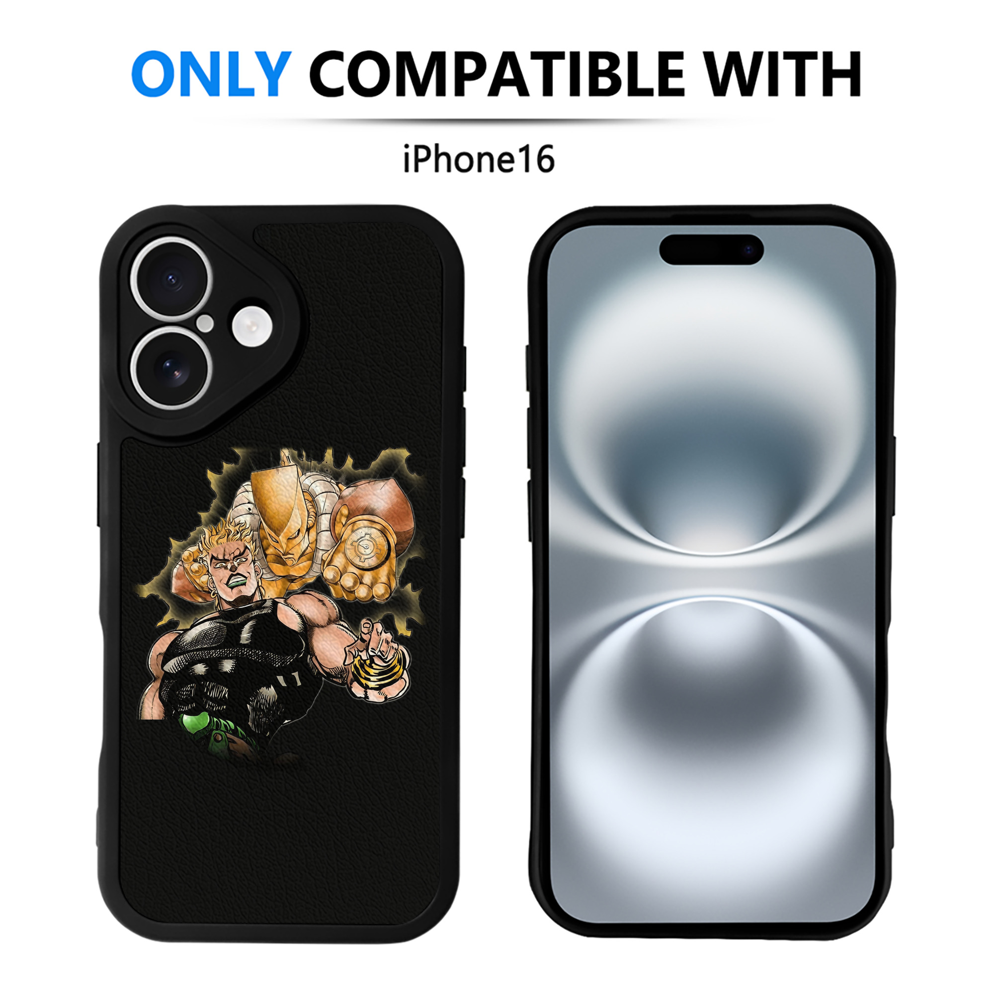 （画像用） ジョジョの奇妙な冒険 ディオ?ブランドー JoJo's Bizarre Adventure Dio Brando 【iPhone 16シリーズ対応】シリコンスマホケース（レザー調） 材質：シリコン